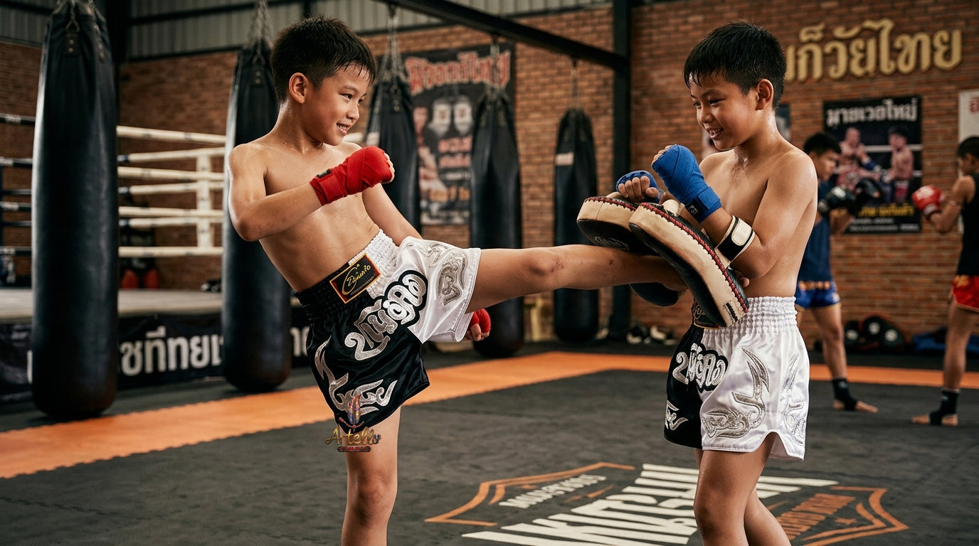 🥊 Muay Thai Shorts Kickboxing MMA Fight Shorts for Men Women Kids – Thai Boxing Training Gear, Breathable Quick Dry Martial Arts Combat Shorts