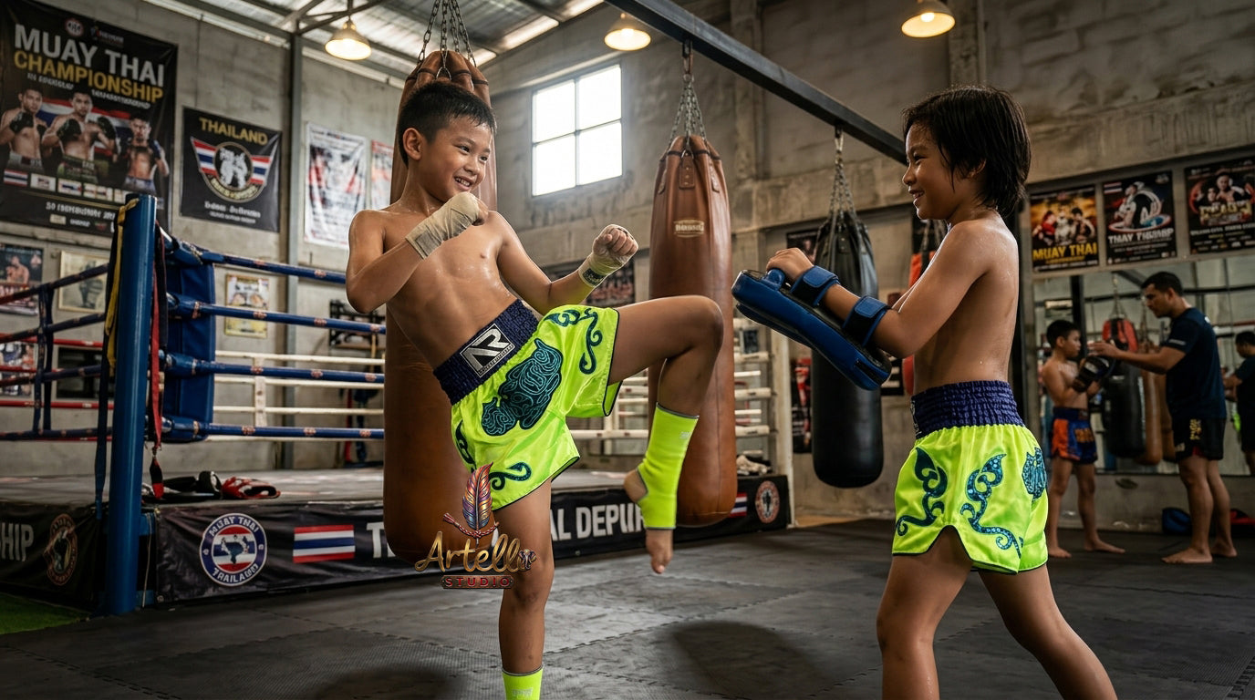 🥊 Muay Thai Shorts Kickboxing MMA Fight Shorts for Men Women Kids – Thai Boxing Training Gear, Breathable Quick Dry Martial Arts Combat Shorts