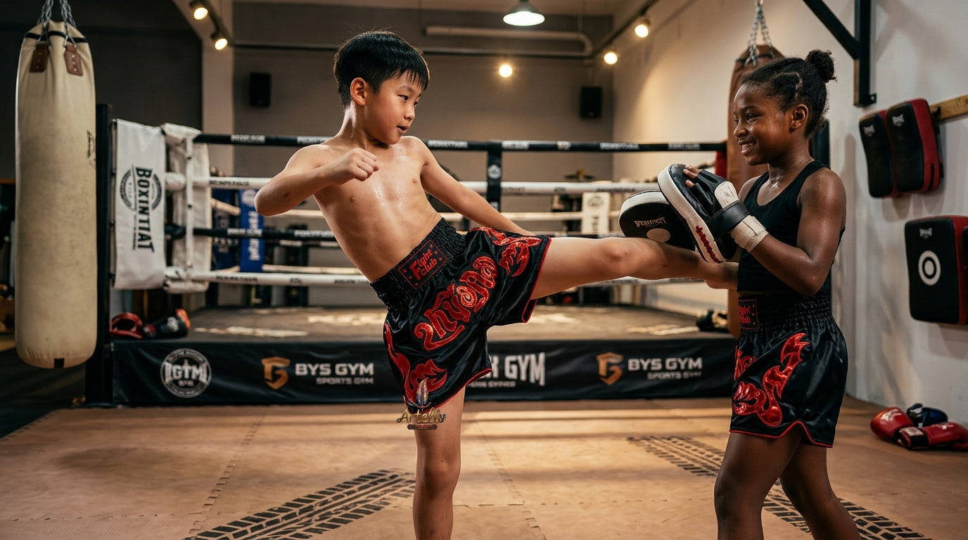 🥊 Muay Thai Shorts Kickboxing MMA Fight Shorts for Men Women Kids – Thai Boxing Training Gear, Breathable Quick Dry Martial Arts Combat Shorts