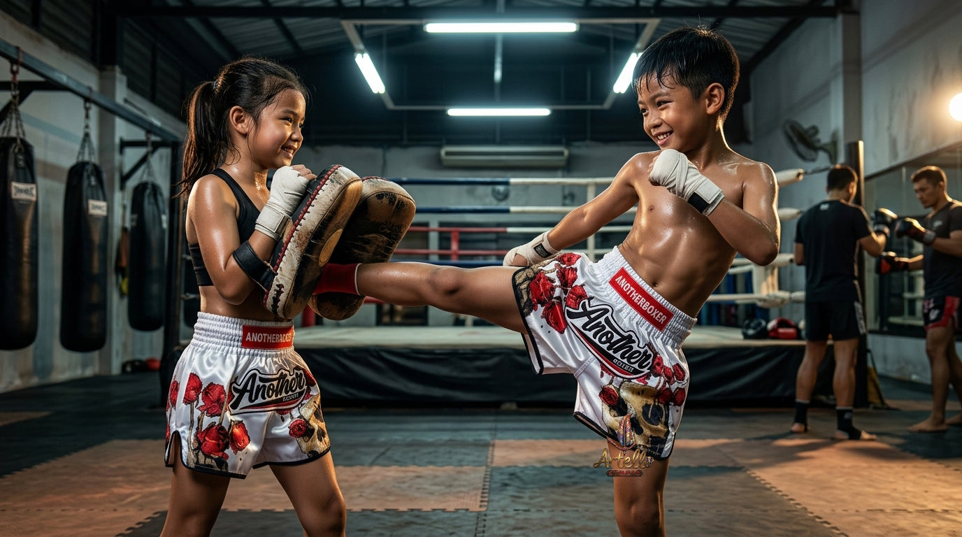 🥊 Muay Thai Shorts Kickboxing MMA Fight Shorts for Men Women Kids – Thai Boxing Training Gear, Breathable Quick Dry Martial Arts Combat Shorts