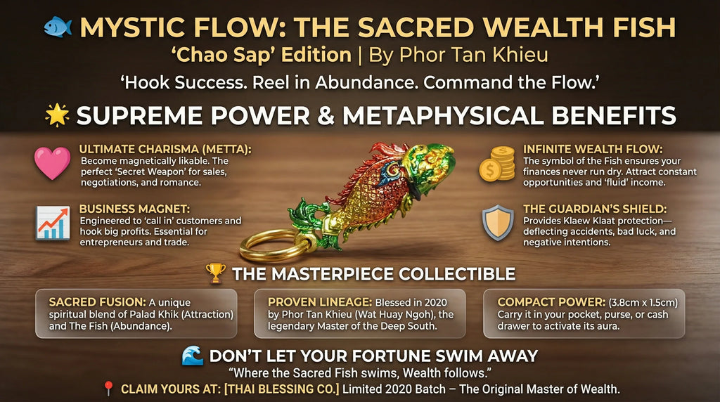 🐟✨ Mystic Flow: The Sacred Wealth Fish – Charisma & Infinite Abundance Talisman (Chao Sap Edition by Phor Tan Khieu)