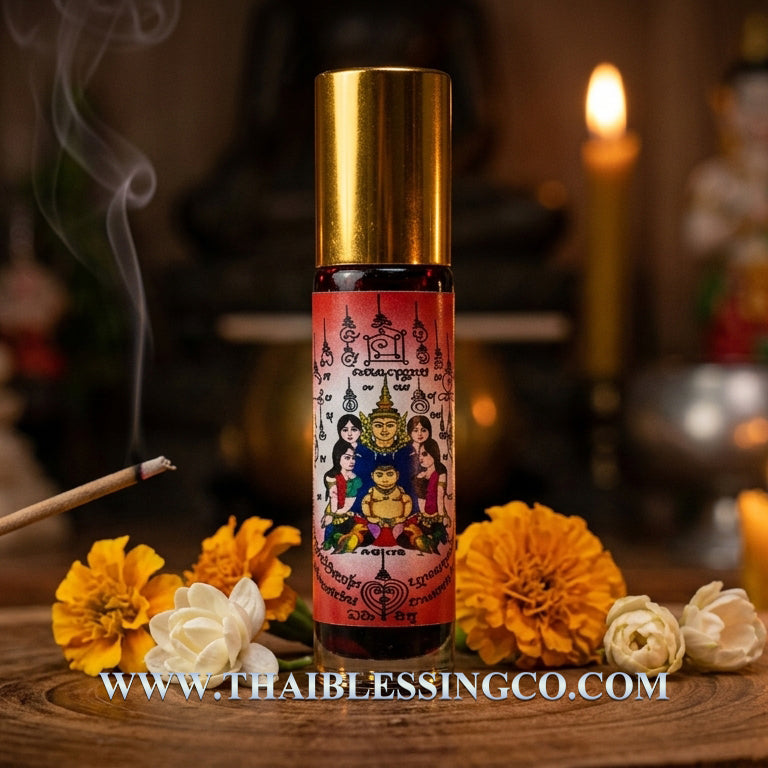 🍯 Nang Lom "The Enchantress Circle" Oil: The Sovereign Essence of Irresistible Fascination by Luang Pu Kampeng
