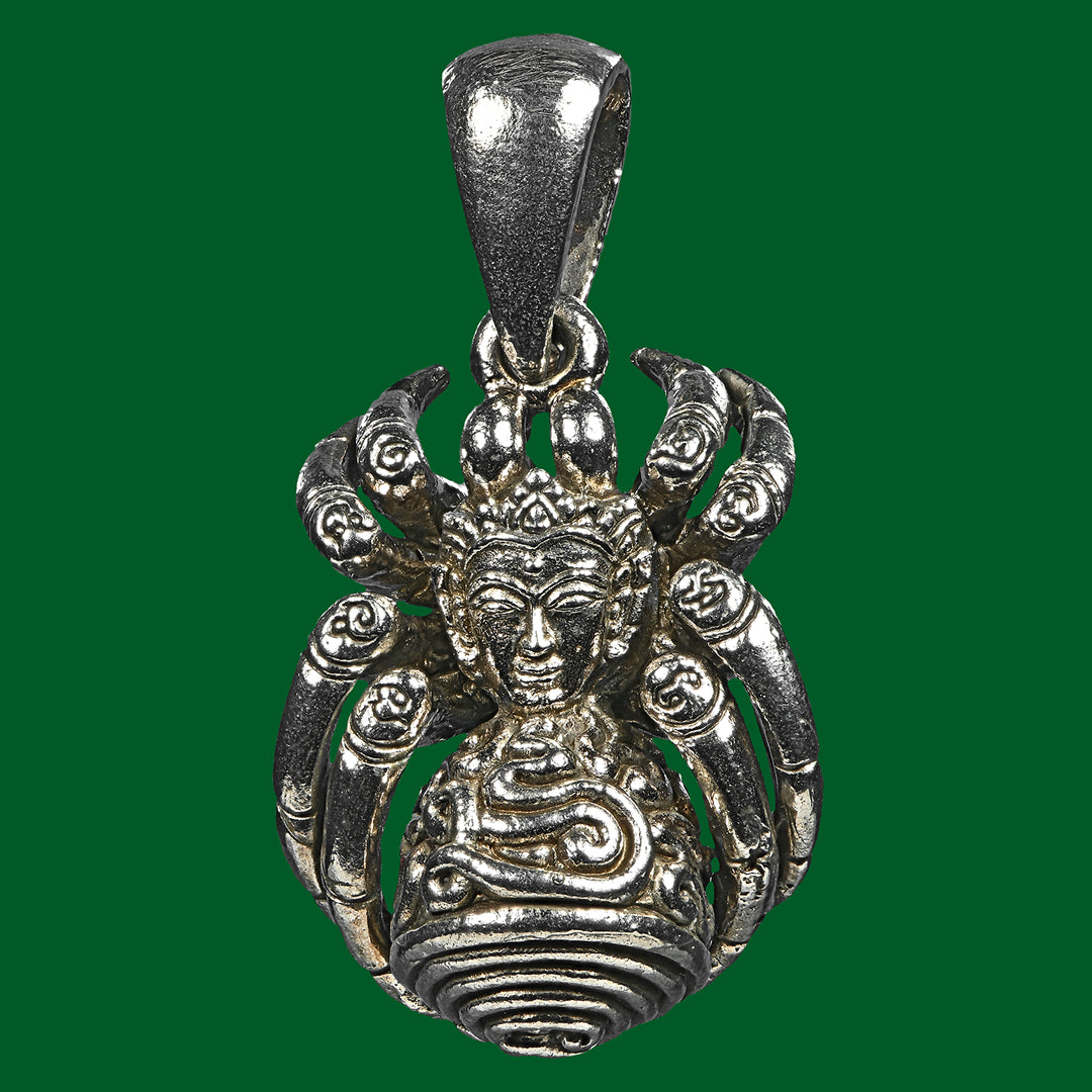 🪬Narai Eight-Armed “Silver Web of Wealth” Spider Talisman – Guru Coin Silver Alloy by Tu Chao Pu Wha Lhing Wirathayo