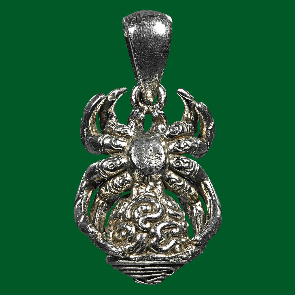 🪬Narai Eight-Armed “Silver Web of Wealth” Spider Talisman – Guru Coin Silver Alloy by Tu Chao Pu Wha Lhing Wirathayo