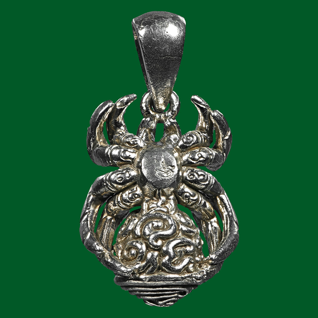 🪬Narai Eight-Armed “Silver Web of Wealth” Spider Talisman – Guru Coin Silver Alloy by Tu Chao Pu Wha Lhing Wirathayo