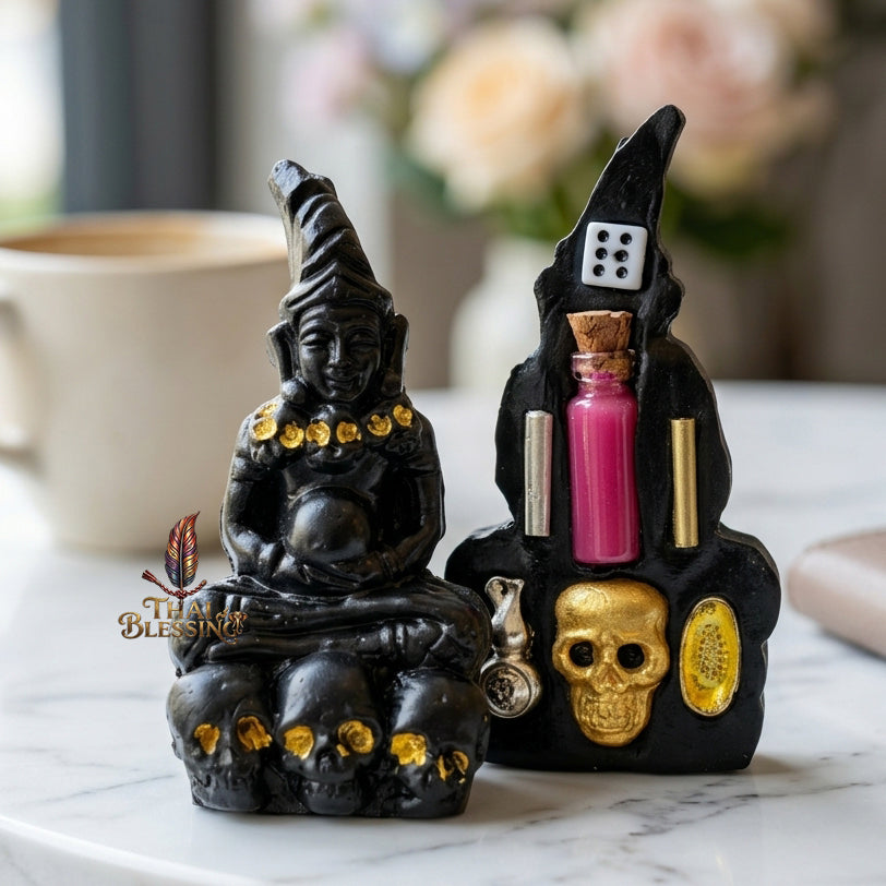 🔥 Ngang Pattamang Lokee "Maha Kamnerd": The Primordial Sovereign of Desire – Luang Pu Thongwan – Wat Ban Pak Dome (2567) – The Ultimate Alchemical Engine for Primal Attraction & Infinite Wealth! สีดำ