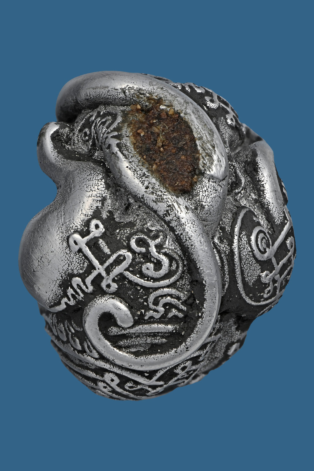 ✨ Nhu Dood Nom Maew Airplane Wing Metal Amulet with Red Gem – Kruba Sia, Wat Wang Takian Thong