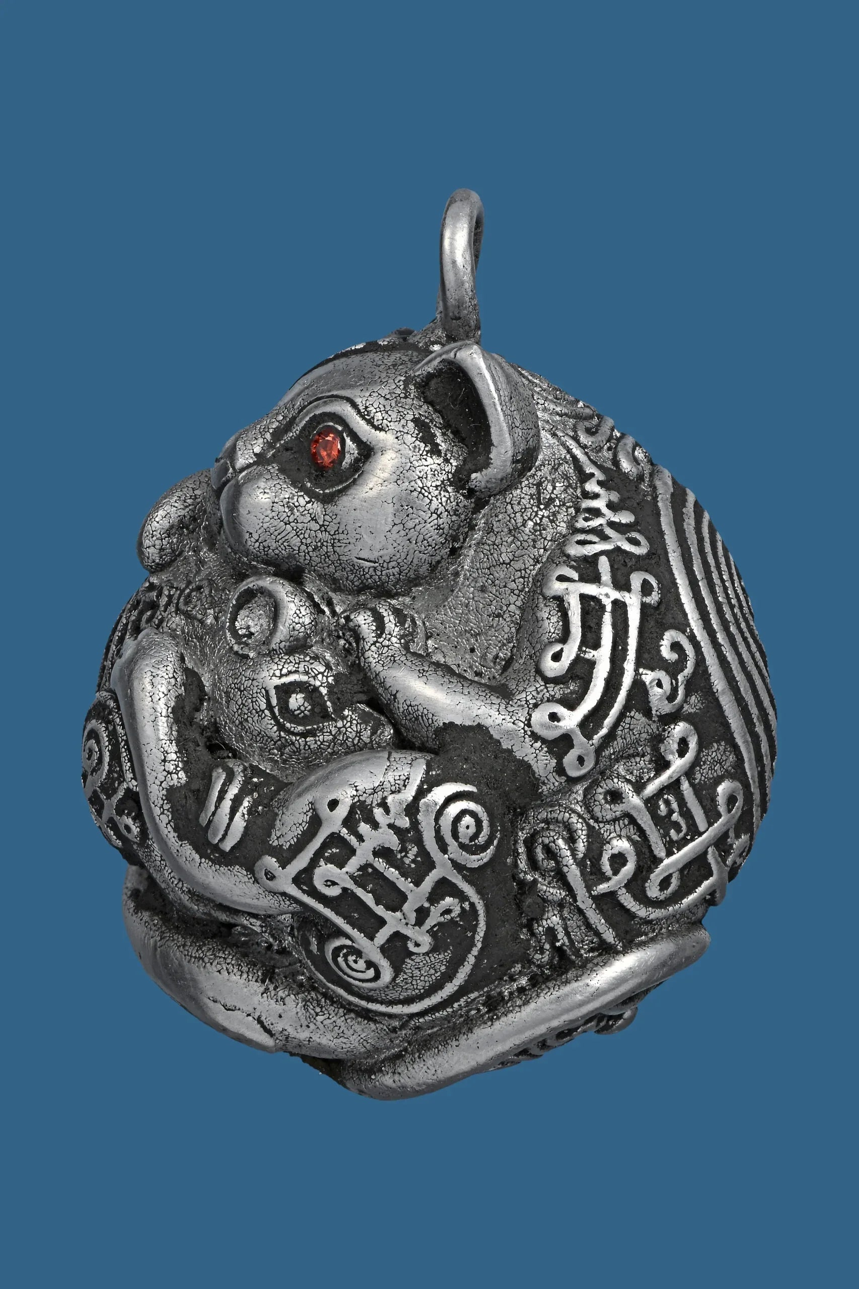 ✨ Nhu Dood Nom Maew Airplane Wing Metal Amulet with Red Gem – Kruba Sia, Wat Wang Takian Thong