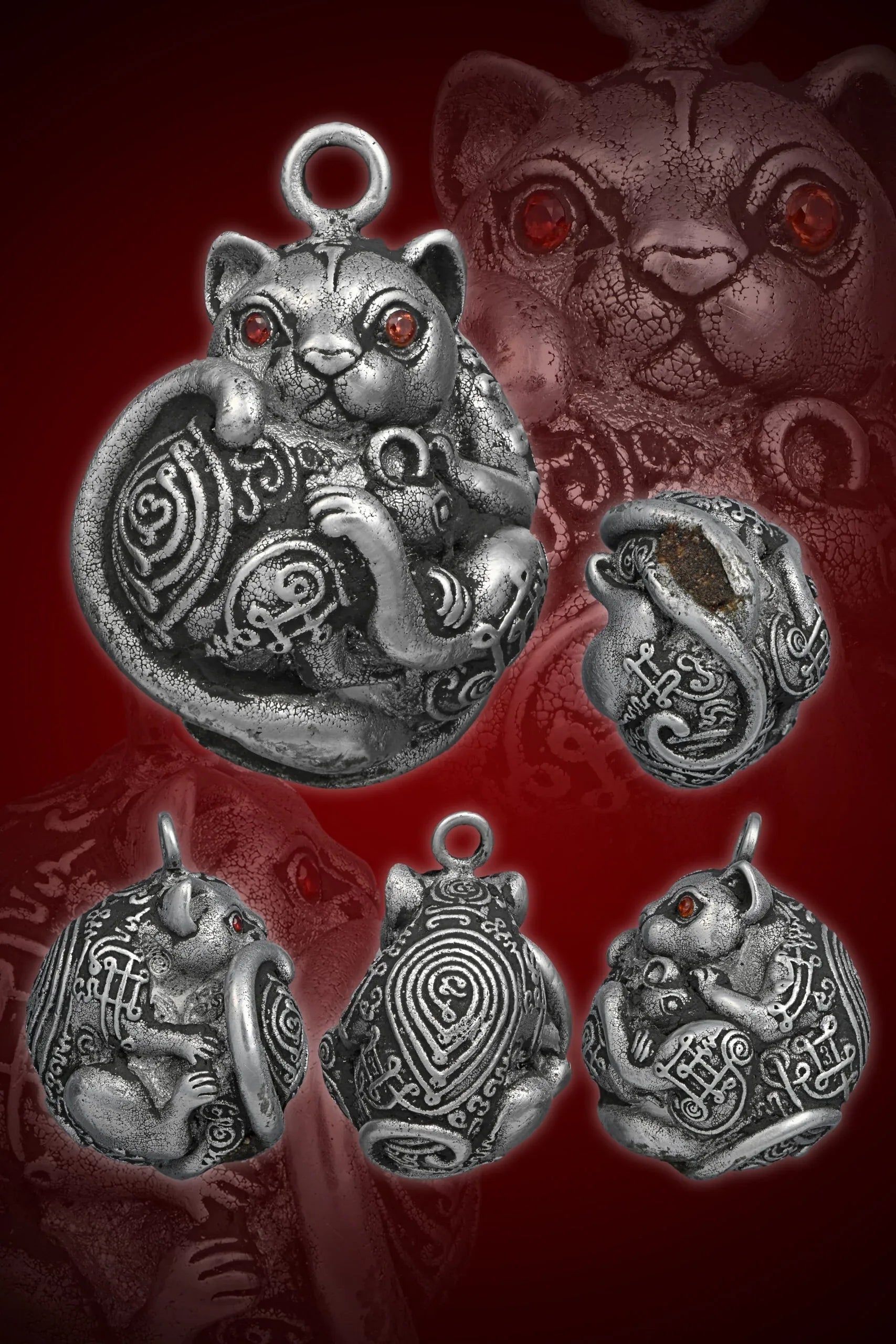 ✨ Nhu Dood Nom Maew Airplane Wing Metal Amulet with Red Gem – Kruba Sia, Wat Wang Takian Thong