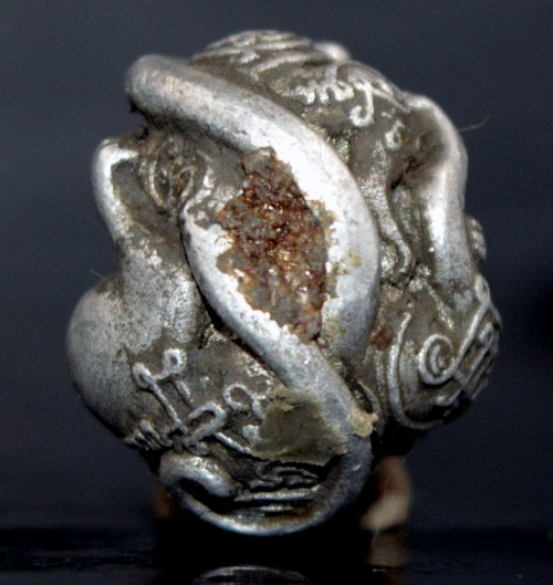 ✨ Nhu Dood Nom Maew Airplane Wing Metal Amulet with Red Gem – Kruba Sia, Wat Wang Takian Thong