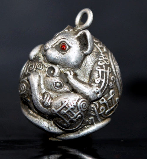 ✨ Nhu Dood Nom Maew Airplane Wing Metal Amulet with Red Gem – Kruba Sia, Wat Wang Takian Thong