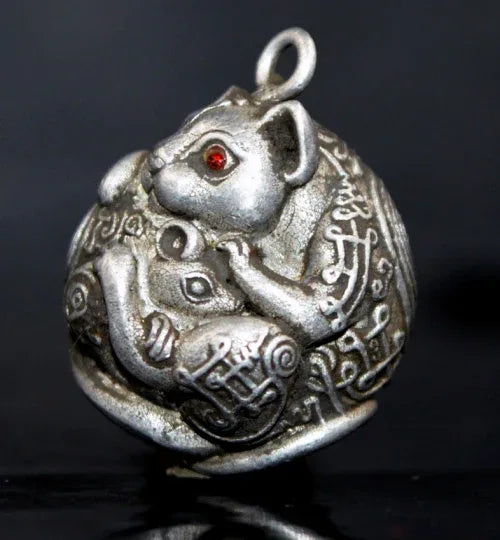 ✨ Nhu Dood Nom Maew Airplane Wing Metal Amulet with Red Gem – Kruba Sia, Wat Wang Takian Thong