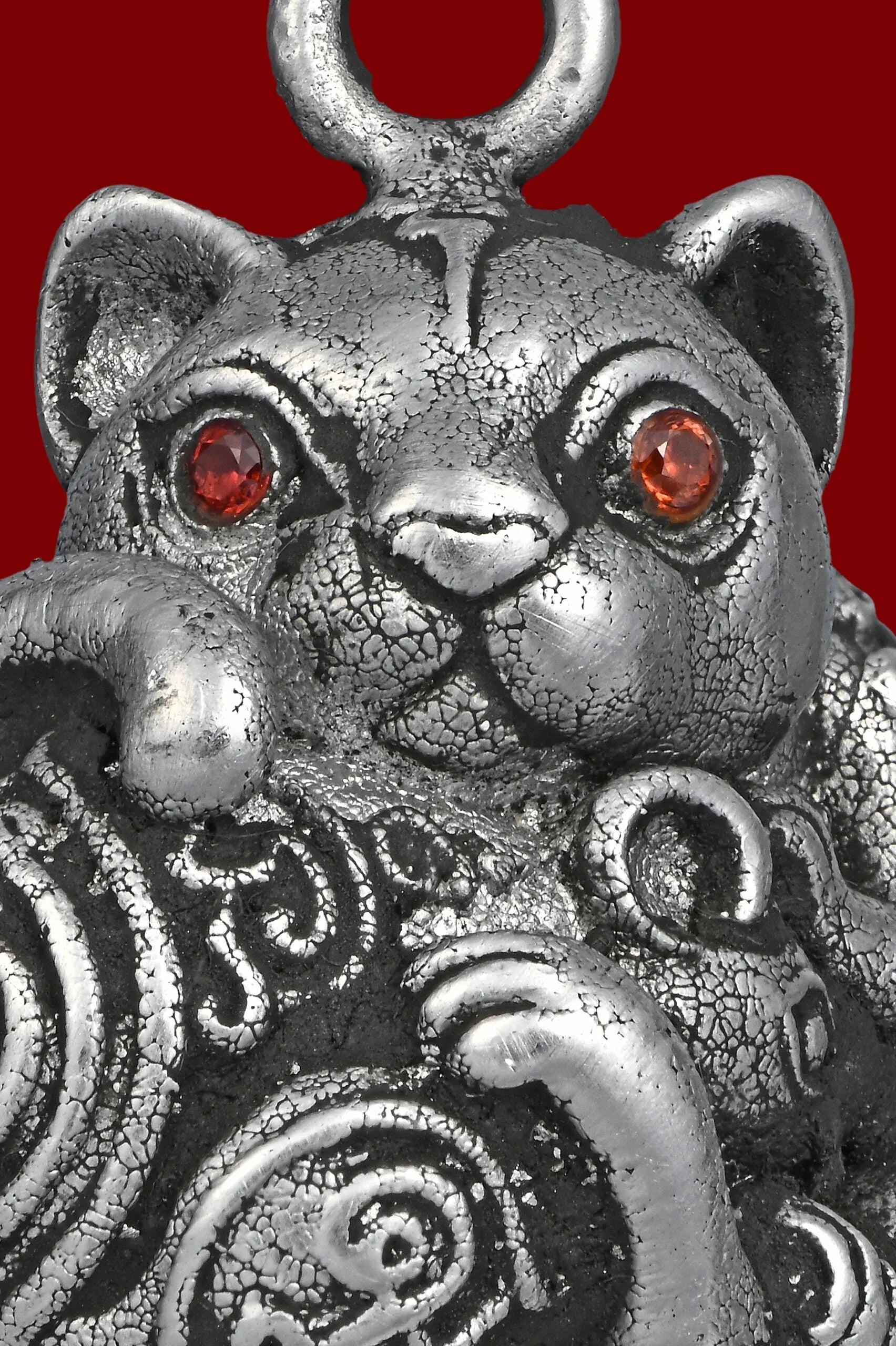 ✨ Nhu Dood Nom Maew Airplane Wing Metal Amulet with Red Gem – Kruba Sia, Wat Wang Takian Thong