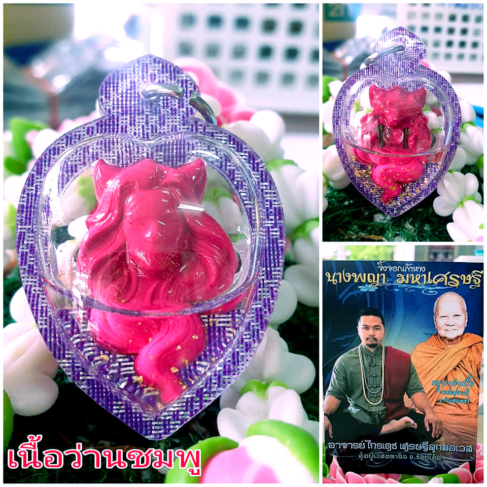 🪬Nine-Tailed Fox Charm Powder Amulet – Oil-Encased Attraction Talisman by Ajarn Krai Det, Size 3 × 2.2 cm