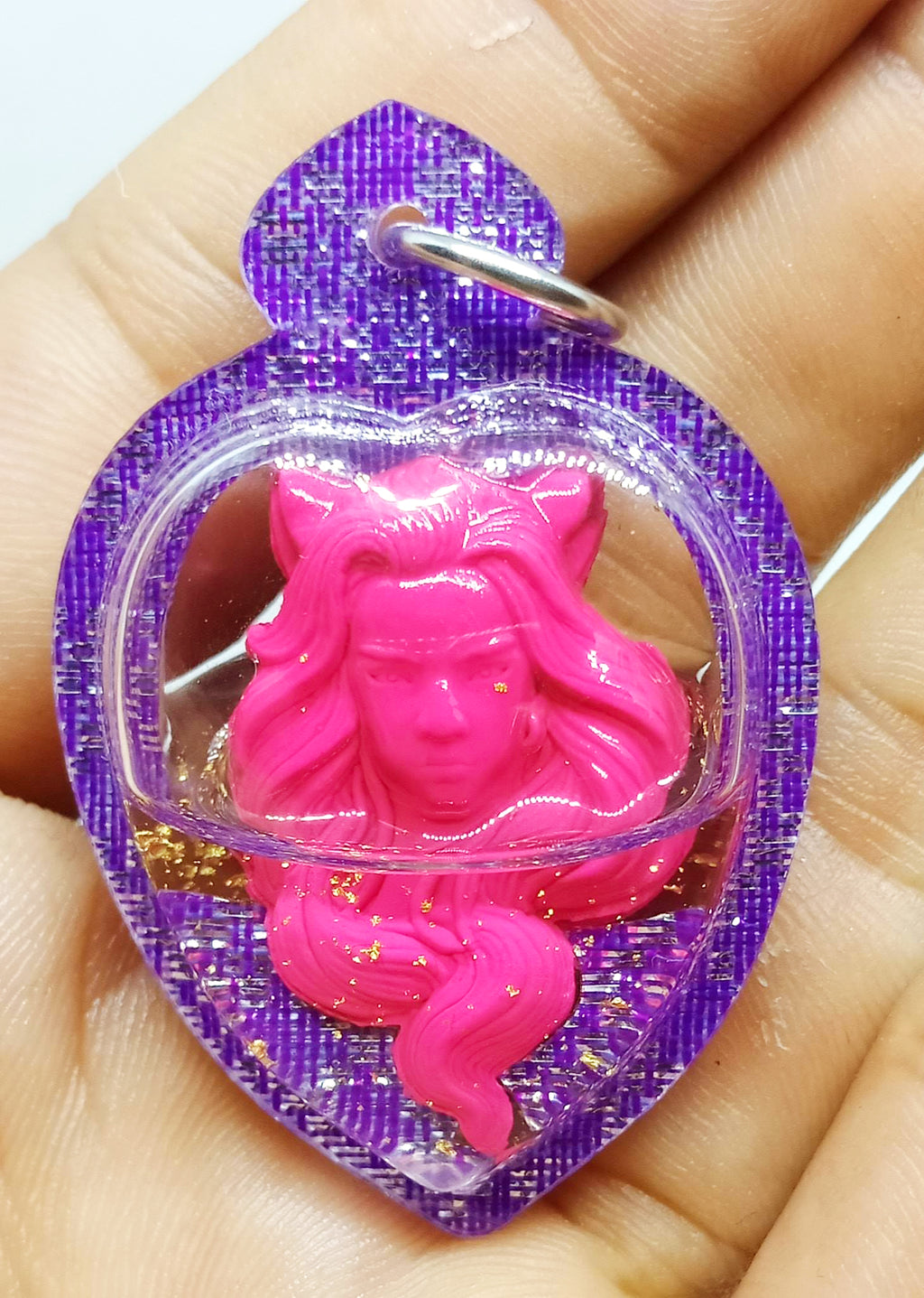 🪬Nine-Tailed Fox Charm Powder Amulet – Oil-Encased Attraction Talisman by Ajarn Krai Det, Size 3 × 2.2 cm