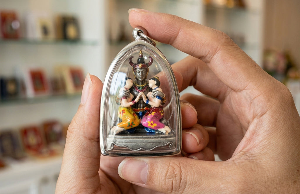 ✨ Phaya Khao Kham Lanna Deva of Attraction - Silver Satin Bronze Edition with Sacred Hand-Painted Accents (2025 Collector’s Series) - Blessed by Khru Ba Nuea Rit, Wat Saphan Dam