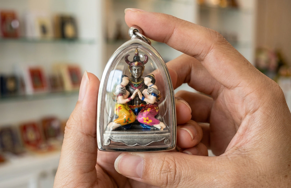 ✨ Phaya Khao Kham Lanna Deva of Attraction - Silver Satin Bronze Edition with Sacred Hand-Painted Accents (2025 Collector’s Series) - Blessed by Khru Ba Nuea Rit, Wat Saphan Dam
