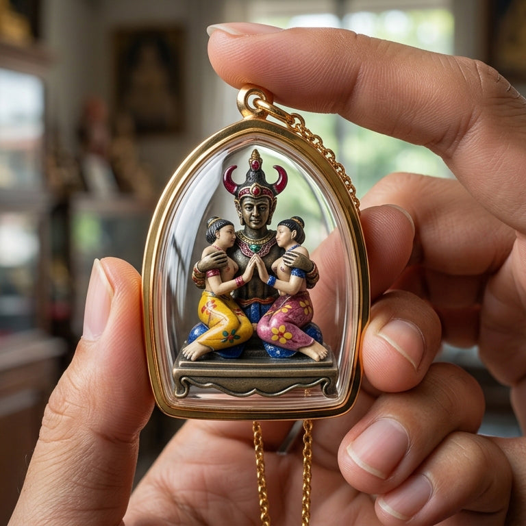 ✨ Phaya Khao Kham Lanna Deva of Attraction - Silver Satin Bronze Edition with Sacred Hand-Painted Accents (2025 Collector’s Series) - Blessed by Khru Ba Nuea Rit, Wat Saphan Dam