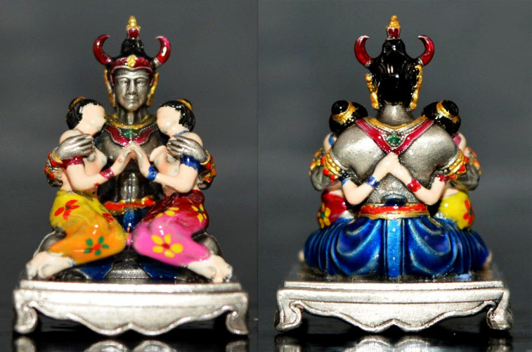 ✨ Phaya Khao Kham Lanna Deva of Attraction - Silver Satin Bronze Edition with Sacred Hand-Painted Accents (2025 Collector’s Series) - Blessed by Khru Ba Nuea Rit, Wat Saphan Dam
