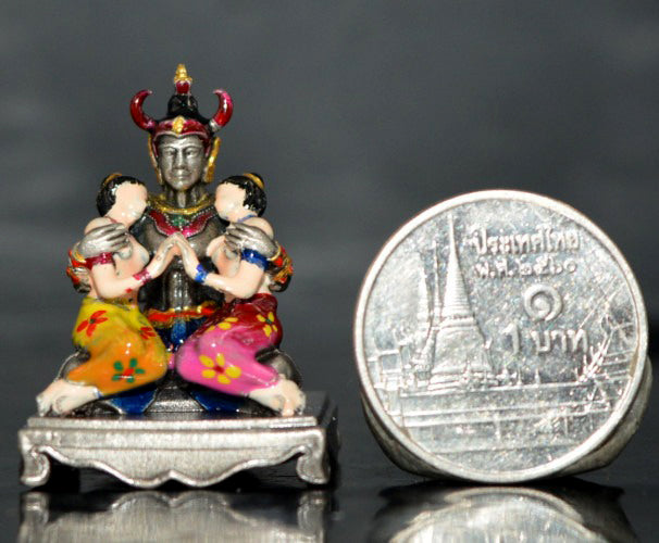 ✨ Phaya Khao Kham Lanna Deva of Attraction - Silver Satin Bronze Edition with Sacred Hand-Painted Accents (2025 Collector’s Series) - Blessed by Khru Ba Nuea Rit, Wat Saphan Dam