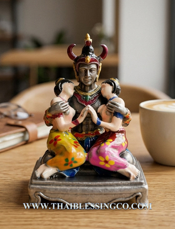 ✨ Phaya Khao Kham Lanna Deva of Attraction - Silver Satin Bronze Edition with Sacred Hand-Painted Accents (2025 Collector’s Series) - Blessed by Khru Ba Nuea Rit, Wat Saphan Dam