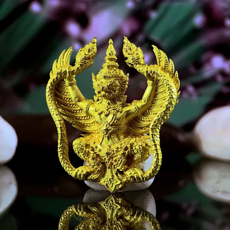 🦅 Phaya Krut Yut Nak (Garuda Grabbing Naga) "Luean Khan Setthi" (Promoted to Millionaire) - 1st Edition: Thong Chanuan Metal – Luang Phor Sanan, Wat Klang Ratchakhru Tharam – Career Growth & Victory