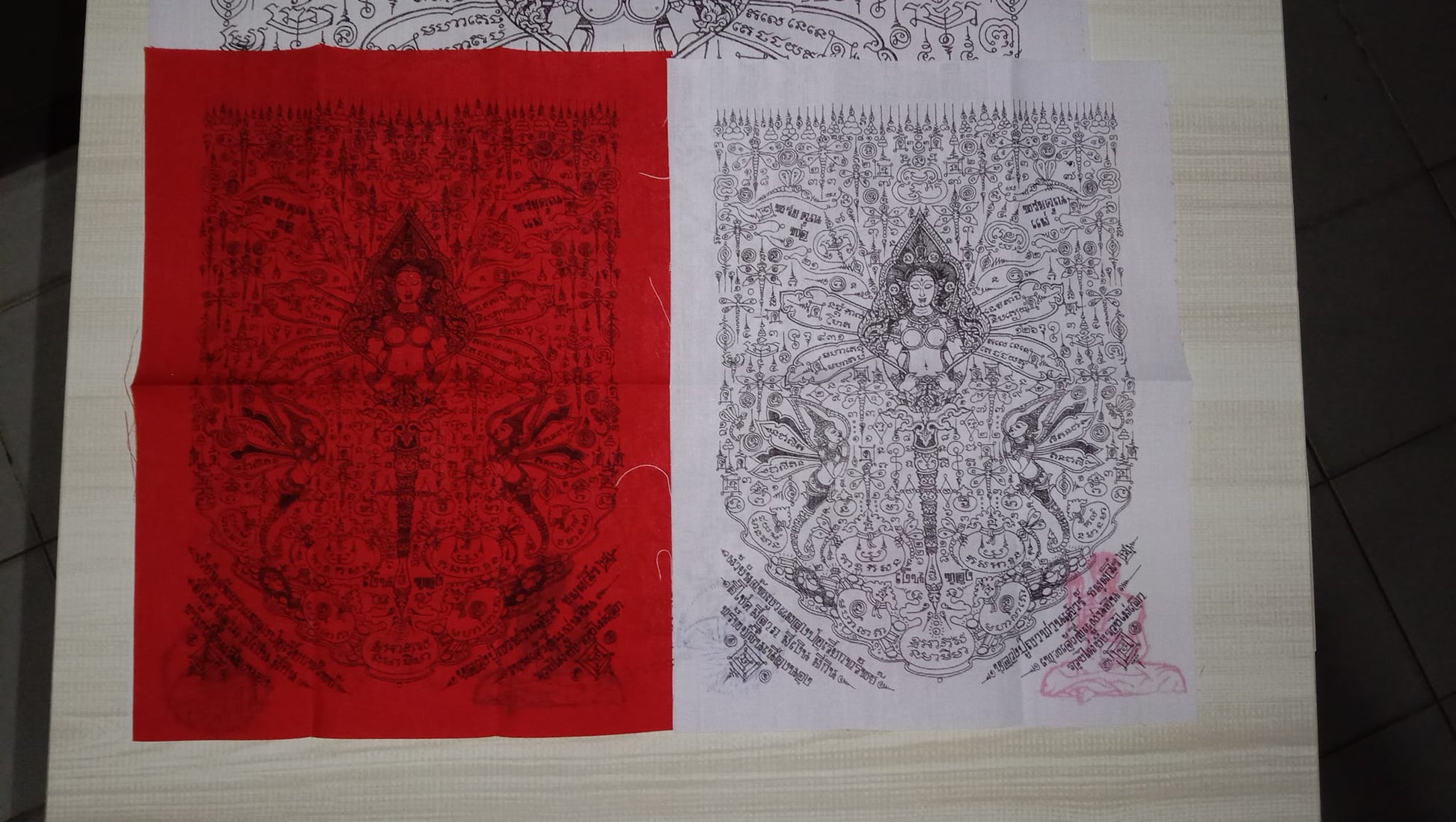💸 Phaya Maeng Po "Wealth Caller" Yantra Cloth: 16.5x22cm Red/White Edition – Luang Pu Ya Than Sao – Dragonfly King for Fast Sales & Windfall Luck