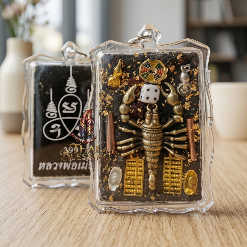 🦂 Phaya Maeng Pong Koy Sap The Sovereign Scavenger of Fortune – Luang Phor Mian, Wat Ban Janeang – The Supreme Alchemical Engine for Wealth Harvesting & Absolute Protection