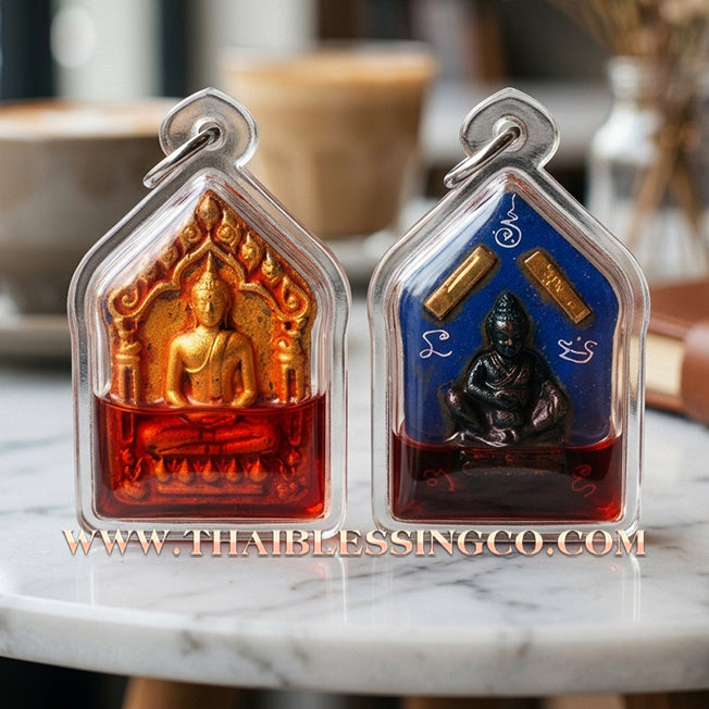 ✨ Phra Khunphaen Prai Kuman "The Hypnotic Commander" Edition: Wild Golden Flower Herb Essence Immersed in Red Rooster Oil with Twin Wealth