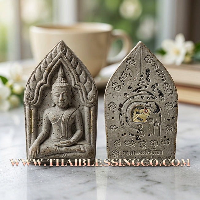 ✨ Phra Khunphaen "The Great Conqueror" Edition: Sacred Buddha Grace Powder with Twin Takrud & Embedded Singha Lion for Strategic Wealth, Invincibility, and Royal Command
