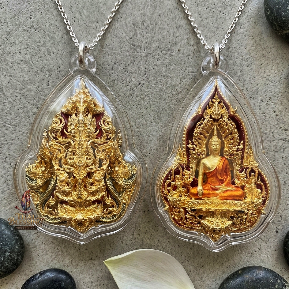 Phra Phutta Chinnarat Pendant Thai Amulet Protection talisman good luck charm spiritual jewelry Sovereign Blessing & Century Wealth Abundance Somdet Phra Phutta Chinnarat Piphat Maha Mongkhon