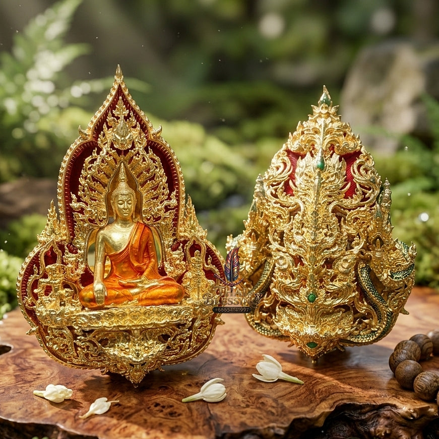Phra Phutta Chinnarat Pendant Thai Amulet Protection talisman good luck charm spiritual jewelry Sovereign Blessing & Century Wealth Abundance Somdet Phra Phutta Chinnarat Piphat Maha Mongkhon