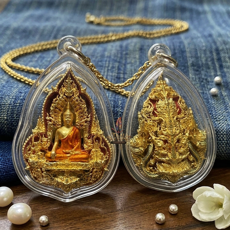 Phra Phutta Chinnarat Pendant Thai Amulet Protection talisman good luck charm spiritual jewelry Sovereign Blessing & Century Wealth Abundance Somdet Phra Phutta Chinnarat Piphat Maha Mongkhon