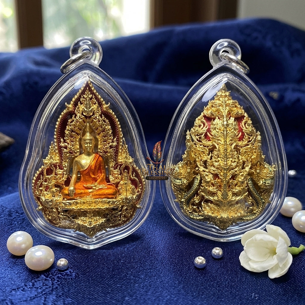 Phra Phutta Chinnarat Pendant Thai Amulet Protection talisman good luck charm spiritual jewelry Sovereign Blessing & Century Wealth Abundance Somdet Phra Phutta Chinnarat Piphat Maha Mongkhon