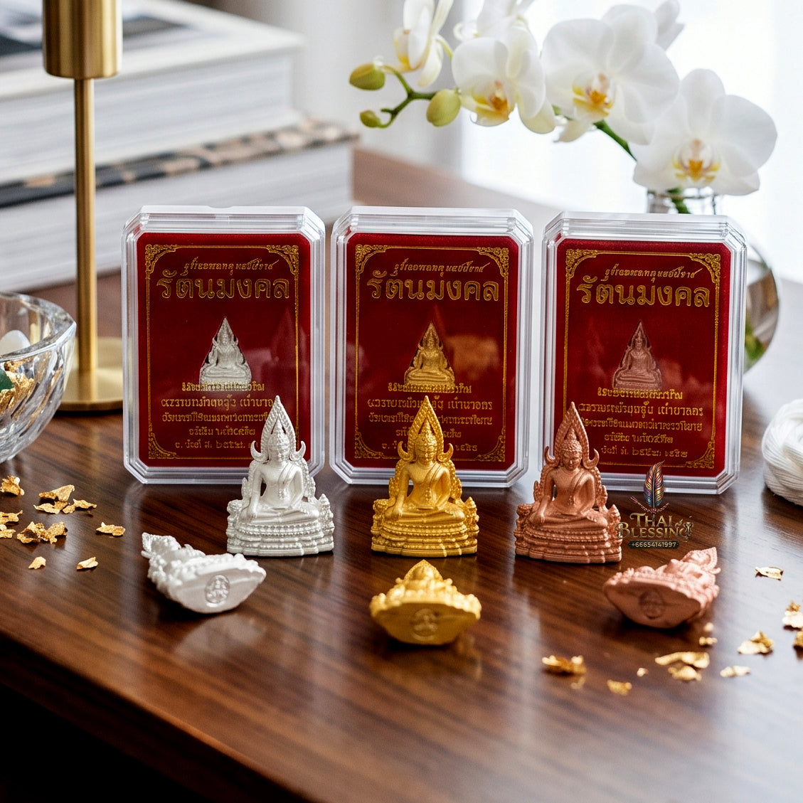 ✨🧘‍♂️👑 Authentic Thai Amulet Phra Phuttha Chinnarat (Pack of 3) - Imperial Micro-Triad Framework (1.3x0.9 cm), Wat Phra Si Rattana Mahathat 2025 Sovereign Asset Shield