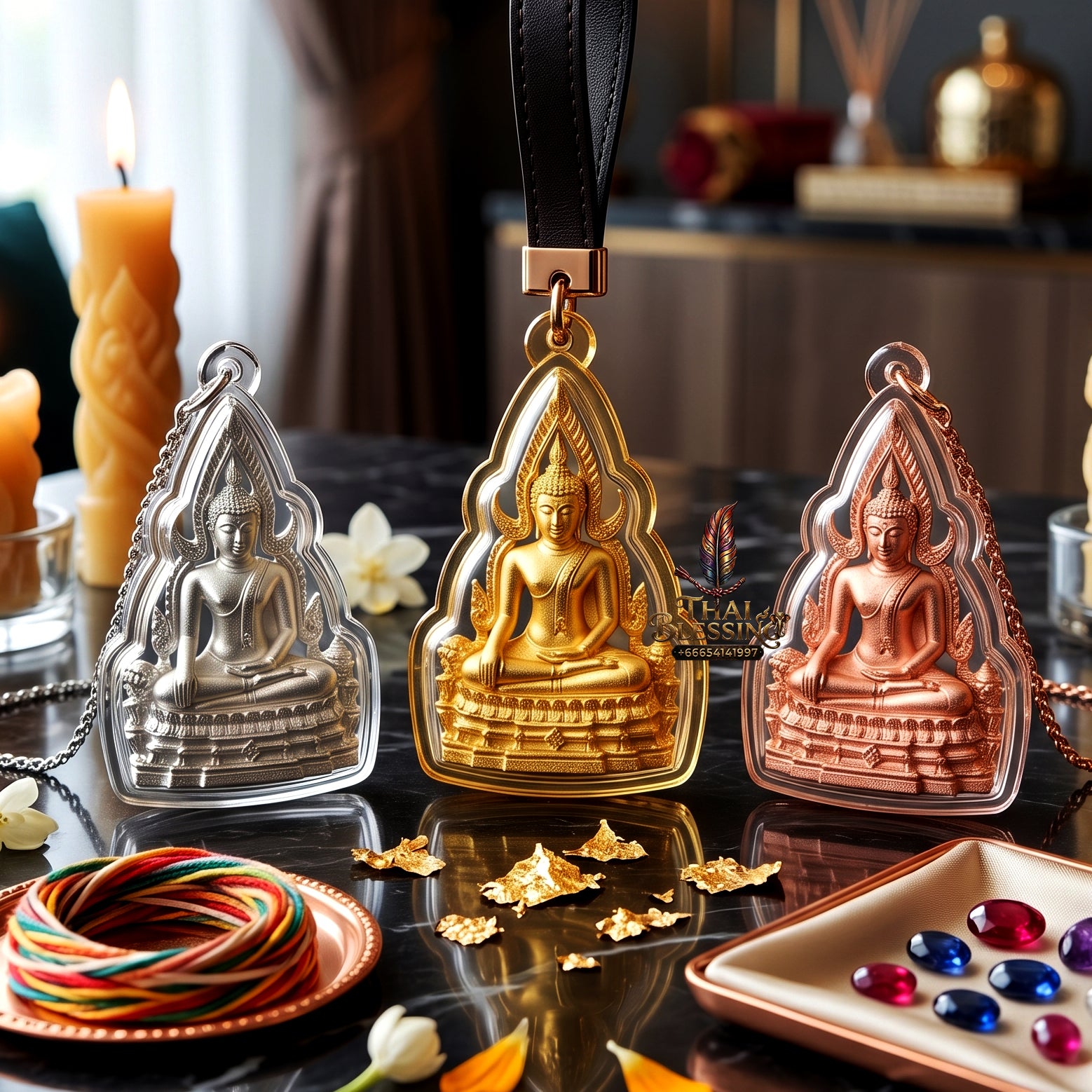 ✨🧘‍♂️👑 Authentic Thai Amulet Phra Phuttha Chinnarat (Pack of 3) - Imperial Micro-Triad Framework (1.3x0.9 cm), Wat Phra Si Rattana Mahathat 2025 Sovereign Asset Shield Waterproof Case