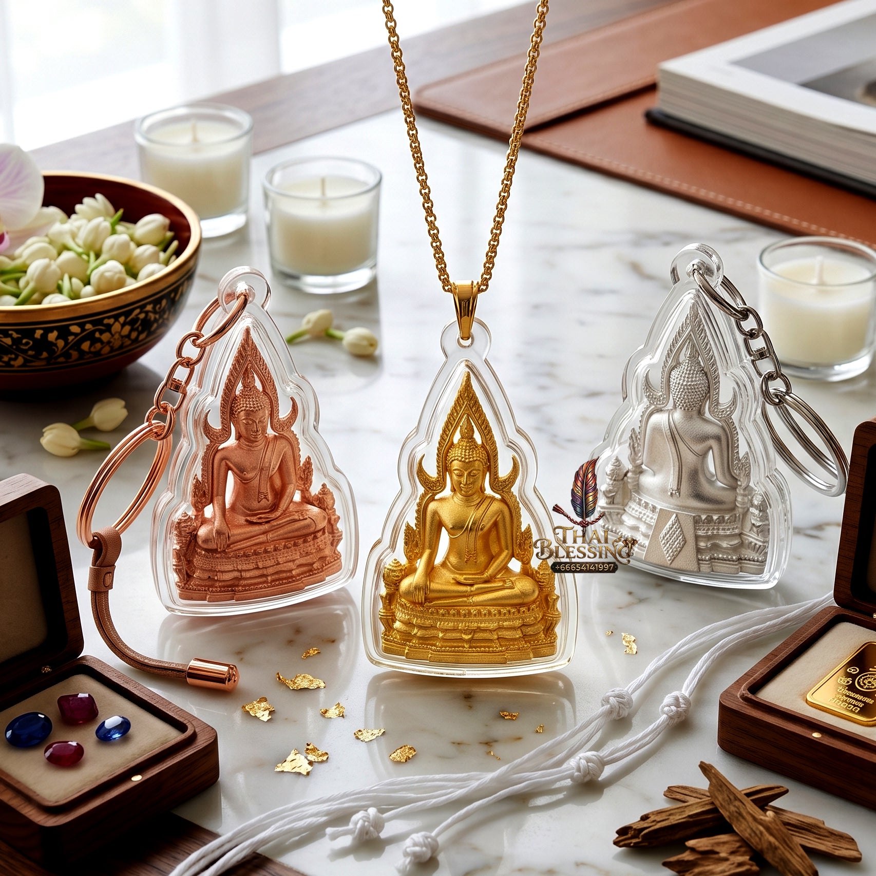 ✨🧘‍♂️👑 Authentic Thai Amulet Phra Phuttha Chinnarat (Pack of 3) - Imperial Micro-Triad Framework (1.3x0.9 cm), Wat Phra Si Rattana Mahathat 2025 Sovereign Asset Shield