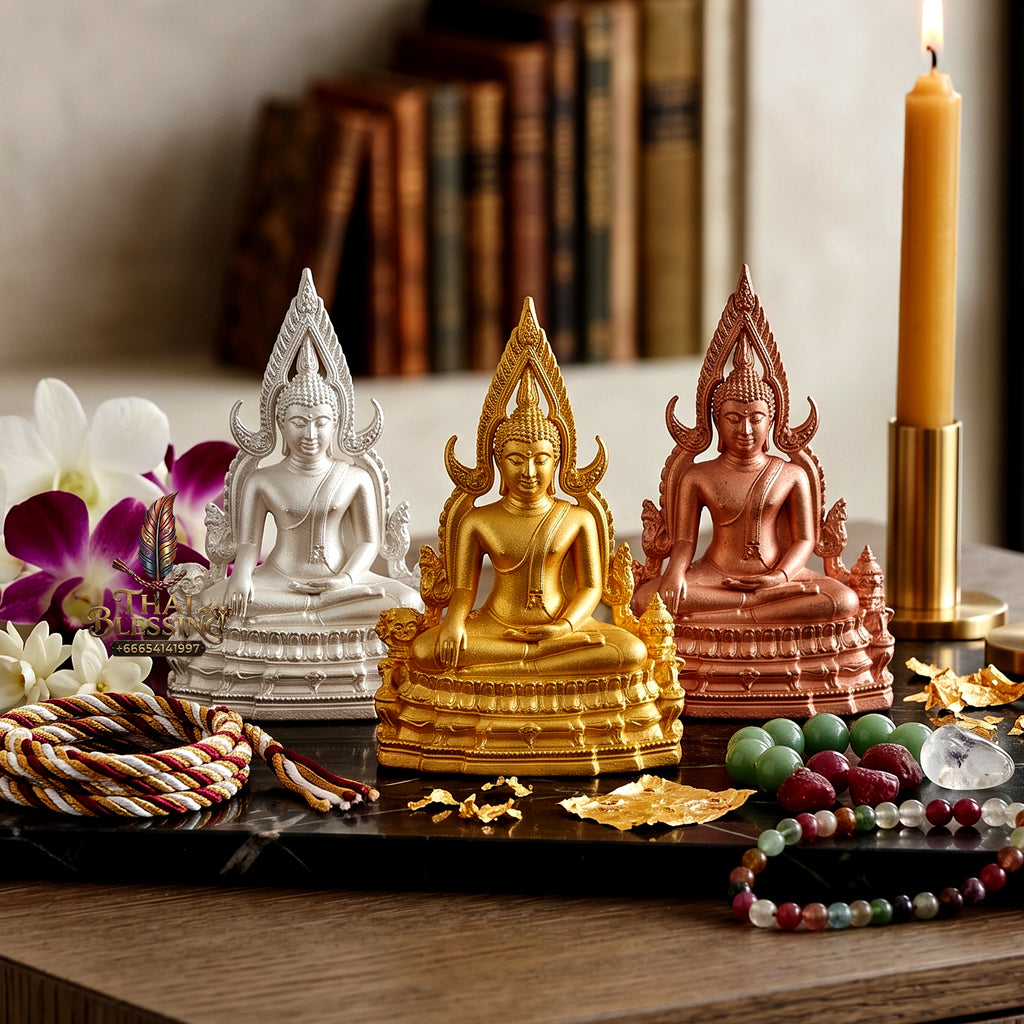 ✨🧘‍♂️👑 Authentic Thai Amulet Phra Phuttha Chinnarat (Pack of 3) - Imperial Micro-Triad Framework (1.3x0.9 cm), Wat Phra Si Rattana Mahathat 2025 Sovereign Asset Shield Standard Edition