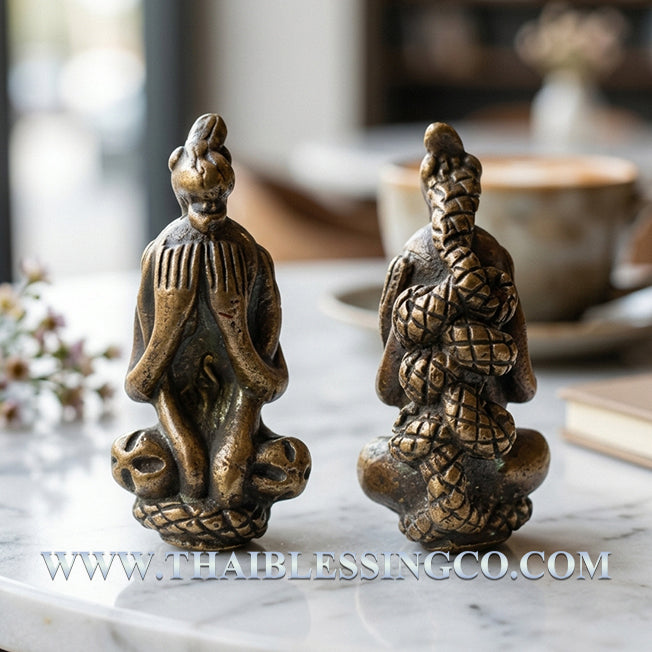 ✨ Phra Pidta Phaya Vasukree Nagaraj: Authentic Thai Royal Naga King Talisman in Sacred Golden Brass for Divine Protection, Negative Energy Shielding & Infinite Prosperity (Ajarn Plien Hatyanon 2561 Edition) ✨