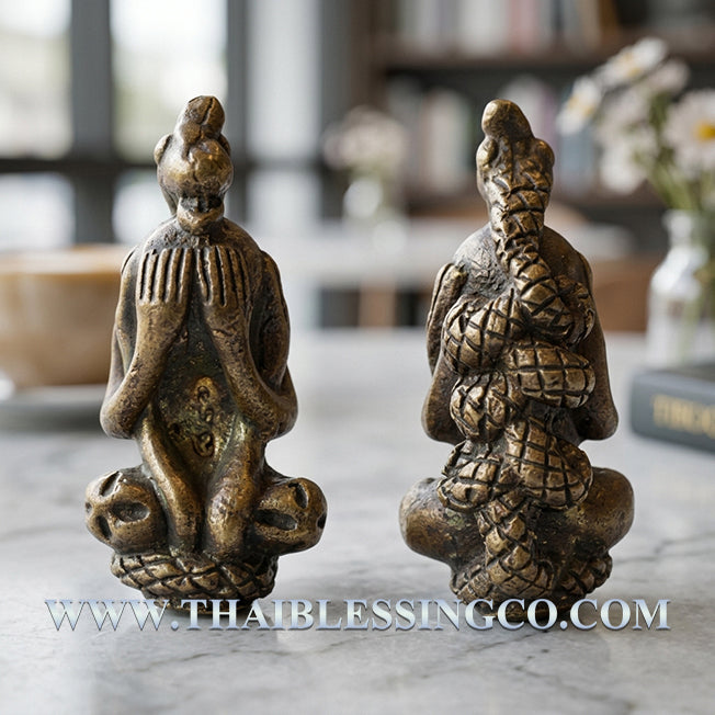 ✨ Phra Pidta Phaya Vasukree Nagaraj: Authentic Thai Royal Naga King Talisman in Sacred Golden Brass for Divine Protection, Negative Energy Shielding & Infinite Prosperity (Ajarn Plien Hatyanon 2561 Edition) ✨