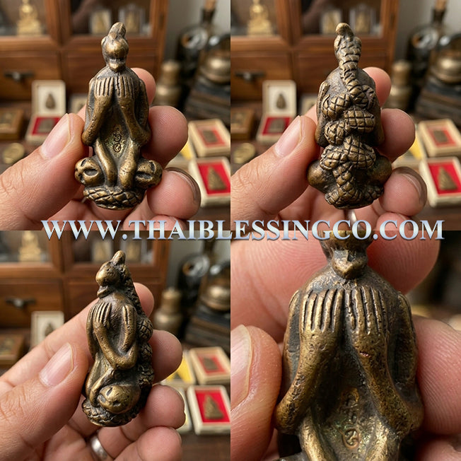 ✨ Phra Pidta Phaya Vasukree Nagaraj: Authentic Thai Royal Naga King Talisman in Sacred Golden Brass for Divine Protection, Negative Energy Shielding & Infinite Prosperity (Ajarn Plien Hatyanon 2561 Edition) ✨