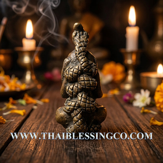 ✨ Phra Pidta Phaya Vasukree Nagaraj: Authentic Thai Royal Naga King Talisman in Sacred Golden Brass for Divine Protection, Negative Energy Shielding & Infinite Prosperity (Ajarn Plien Hatyanon 2561 Edition) ✨