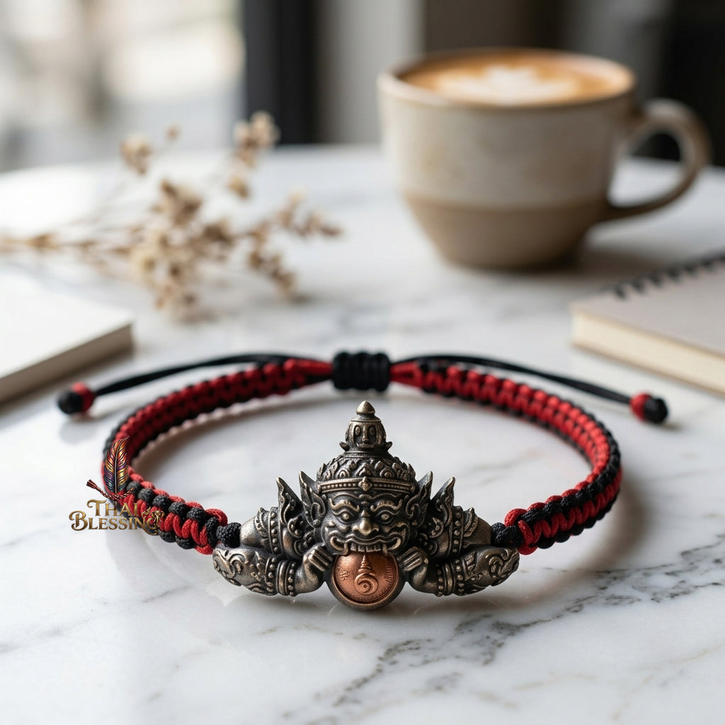 🌑 Phra Rahu Noon Duang Setthee Bracelet: The Chain of Sovereign Fortune – Arjan Plian Hatyanon (2565) – Khao O Lineage – The Ultimate Alchemical Engine for Constant Fate Reversal and Financial Domination! 🔴 Blackened Samrit (Red Moon Edition)