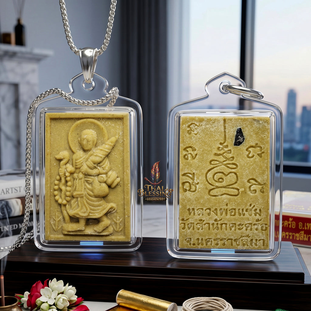 ✨🧘‍♂️💰 Authentic Thai Amulet Phra Sivali - Divine Wealth Manifestation Pendant (3.8x2.4 cm), Luang Phor Chaem 2012 Triple Silver Takrut Legacy Edition