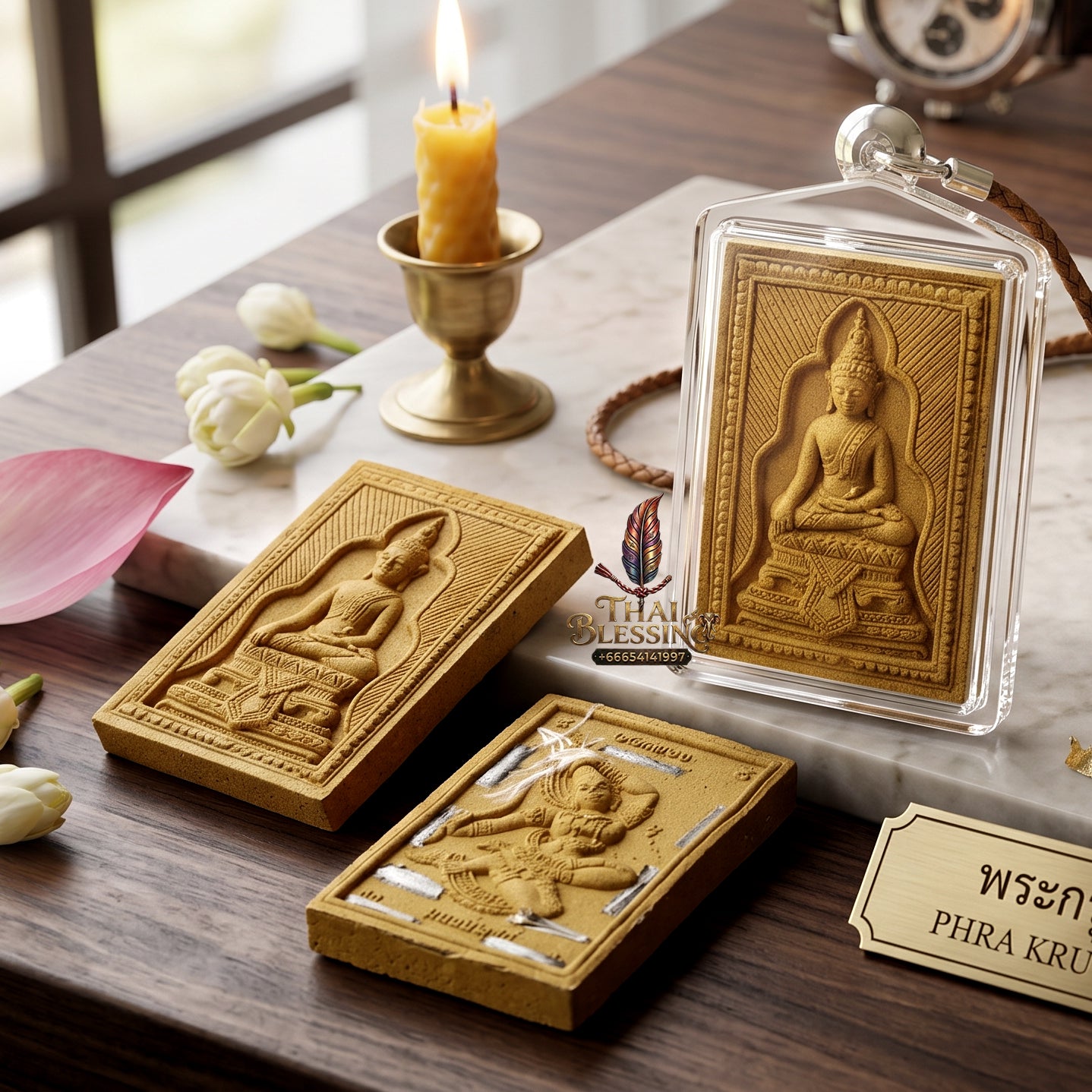 ✨🧘‍♂️👑 Authentic Thai Amulet Phra Somdej - Cosmic Ascendancy Medallion (5.2x3.5 cm), Luang Pu Kambu 2013 Imperial 9-Core Capital Grid