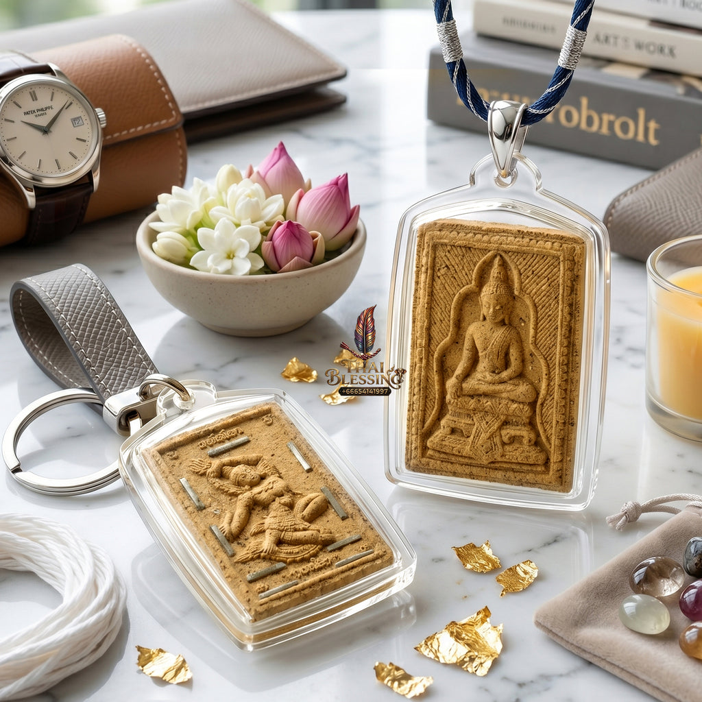 ✨🧘‍♂️👑 Authentic Thai Amulet Phra Somdej - Cosmic Ascendancy Medallion (5.2x3.5 cm), Luang Pu Kambu 2013 Imperial 9-Core Capital Grid