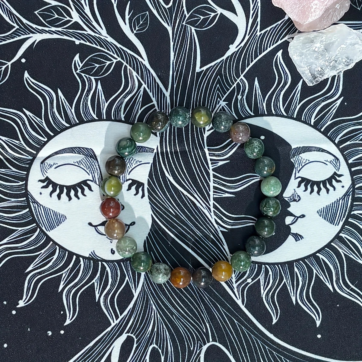 ✨ Eternal Stone Bracelet – 8mm Indian Agate Beaded Jewelry for Wealth & Prosperity – Perfect Gift for Family