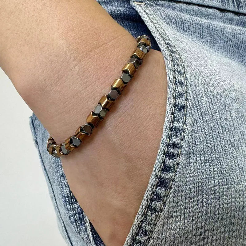 ✨ Men’s & Women’s Extra Strength Black & Copper Magnetic Hematite Bracelet – Powerful Healing & Energy Balance Jewelry S3