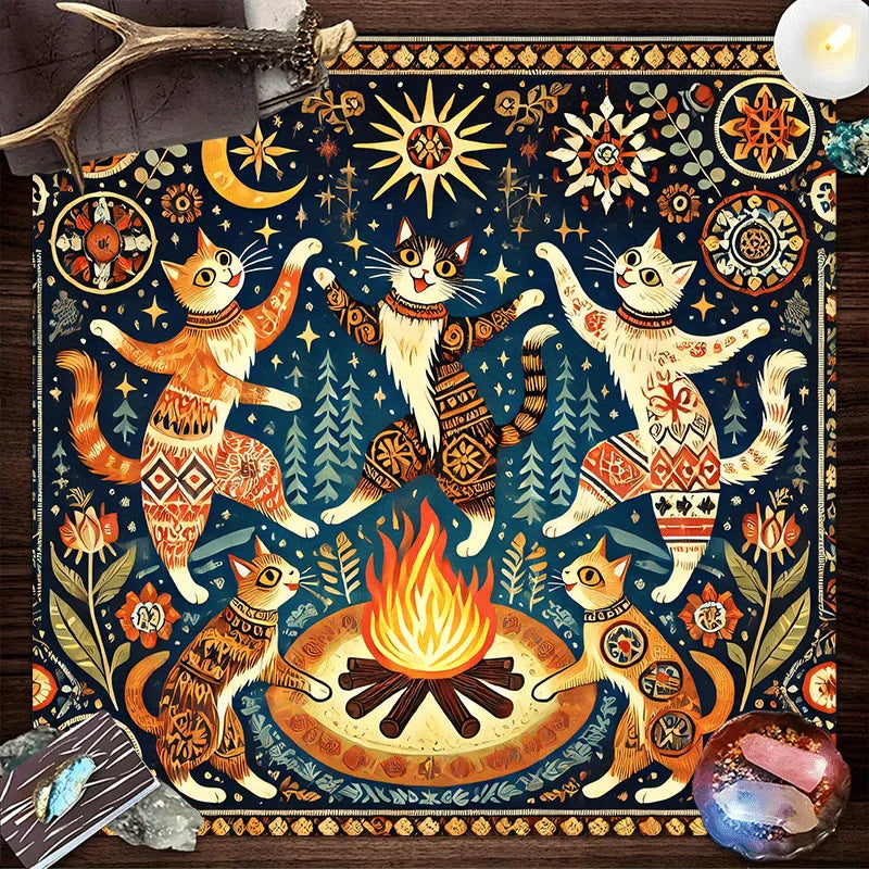 🔥 Gorgeous Bohemian-Style Square Altar Cloth | Tarot Reading Mat & Astrology Tablecloth – Mystical Home Decor for Witchcraft
