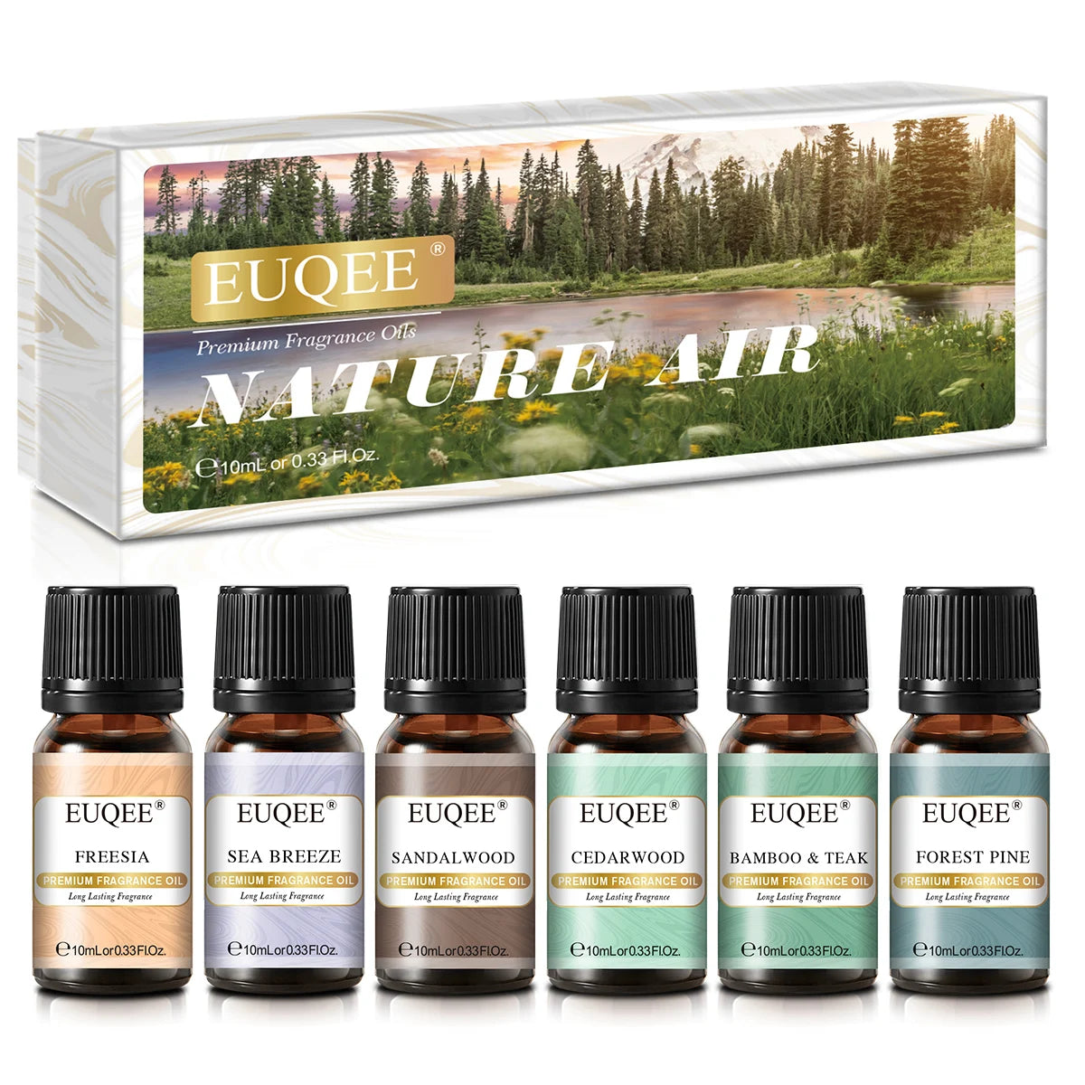 🌿 EUQEE 6pcs Fragrance Oils Gift Set – Premium Aromatherapy Collection for Diffusers, Candles, Soap Making, and Air Freshening﻿ 6x10ml Nature Air